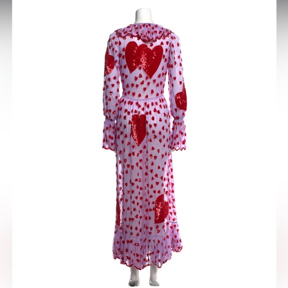NWOT $2,250 Ashish Valentine Heart embroidered Sequin Organza Wrap Dress in Pink - Picture 5 of 14